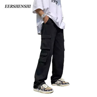 EERSHENSHI ชุดเอี๊ยมผู้ชาย เทรนด์ใหม่ในทรงตรง หลายกระเป๋า ชุดเอี๊ยมผู้ชาย เวอร์ชั่นเกาหลี หลวม กีฬา ลำลอง แฟชั่น กางเกงขายาวผู้ชาย