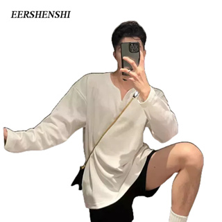 EERSHENSHI เสื้อสเวตเตอร์ผู้ชายรุ่นเกาหลีออกแบบความรู้สึกแฟชั่น 2023 ใหม่หลวมและหล่อเสื้อสเวตเตอร์แขนยาวของผู้ชาย