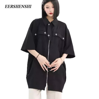 EERSHENSHI เสื้อเชิ้ตผู้ชาย, สีทึบสไตล์ฤดูร้อน, เทรนด์สไตล์เกาหลี, เสื้อเชิ้ตหลวมยอดนิยม