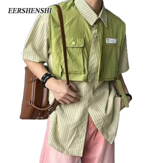 EERSHENSHI แผงลายเสื้อผู้ชาย, เทรนด์ใหม่ฤดูร้อน, เสื้อเชิ้ตผู้ชายสตรีทแฟชั่นระดับไฮเอนด์