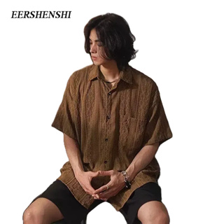 EERSHENSHI เสื้อเชิ้ตผู้ชายเสื้อเชิ้ตแขนยาวสไตล์วินเทจ