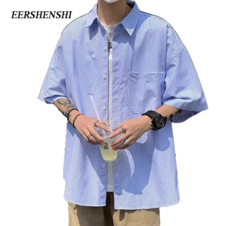 EERSHENSHI เสื้อเชิ้ตผู้ชายแฟชั่นใหม่ลายหลวมเยาวชนป๊อป INS สไตล์วรรณกรรมเสื้อเชิ้ตผู้ชายสไตล์ญี่ปุ่นและเกาหลี