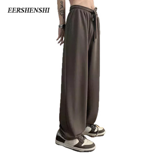 EERSHENSHI กางเกงขายาวผู้ชายฤดูร้อนใหม่หลวมตรงแบรนด์แฟชั่น INS สไตล์ถนนสูงพอร์ตสไตล์ขากว้างบางกางเกงลําลองของผู้ชาย