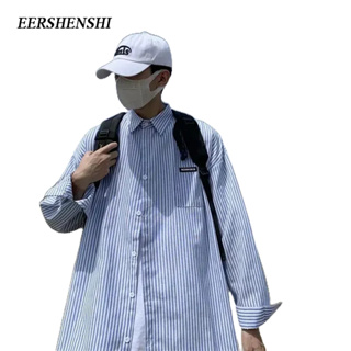 EERSHENSHI เสื้อเชิ้ตแขนยาว พิมพ์ลายทาง แฟชั่นฤดูใบไม้ผลิ และฤดูใบไม้ร่วง สไตล์ญี่ปุ่น และเกาหลี สําหรับผู้ชาย