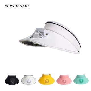 EERSHENSHI ใหม่หมวกบังแดดพร้อมพัดลมชาร์จ USB ป้องกันรังสีอัลตราไวโอเลตกลางแจ้งหมวกกันแดดด้านบนที่ว่างเปล่า