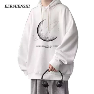 EERSHENSHI เสื้อสเวตเตอร์ผู้ชายคอกลมฤดูใบไม้ผลิและฤดูใบไม้ร่วง 2023 รุ่นใหม่เกาหลีแขนยาวสไตล์ยุโรปและอเมริกาเสื้อเชิ้ตลําลองผู้ชายพิมพ์หลวม