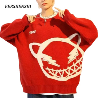 EERSHENSHI เสื้อกันหนาวลําลอง คอกลม พิมพ์ลาย ทรงหลวม สไตล์ยุโรป และอเมริกา แฟชั่นฤดูใบไม้ร่วง และฤดูหนาว สําหรับผู้ชาย