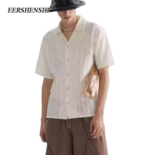 EERSHENSHI เสื้อเชิ้ตผู้ชายฤดูร้อน cutout design sense INS เสื้อเชิ้ตแฟชั่นลําลองหลวม