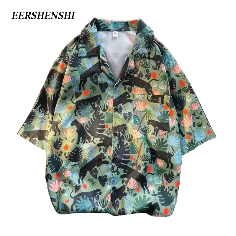 eershenshi-เสื้อเชิ้ตผู้ชาย-สไตล์ญี่ปุ่นและเกาหลี-เยาวชนเรียบง่าย-วรรณกรรมยอดนิยม-เสื้อเชิ้ตผู้ชายหลวม-ๆ