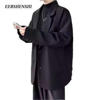 EERSHENSHI เสื้อเบลเซอร์ผู้ชาย 2023 รุ่นเกาหลียอดนิยมเสื้อเบลเซอร์สีทึบหล่อระดับไฮเอนด์
