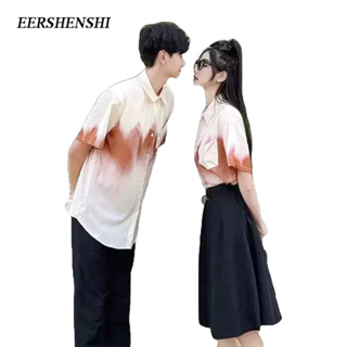 EERSHENSHI เสื้อเชิ้ตผู้ชาย แฟชั่นไล่ระดับสี การออกแบบฤดูร้อน ความรู้สึกเฉพาะกลุ่ม ผูกสีย้อม เสื้อเชิ้ตลําลองหลวมๆ