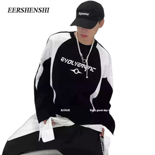 EERSHENSHI เสื้อสเวตเตอร์ผู้ชาย 2023 ฤดูใบไม้ผลิและฤดูใบไม้ร่วงสไตล์คอนทราดี้แบรนด์คอกลมหลวมออกแบบเสื้อสเวตเตอร์ลําลองของผู้ชาย