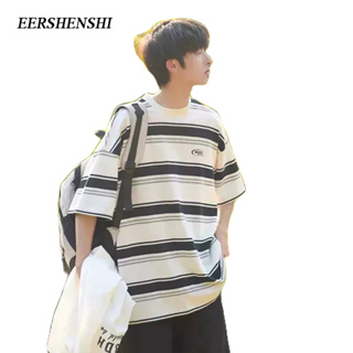 EERSHENSHI เสื้อยืดผู้ชายแฟชั่นเทรนด์ใหม่ทุกการแข่งขันแขนสั้นขี้เกียจรอบคอยอดนิยมทุกวันเสื้อยืดผู้ชายลำลอง