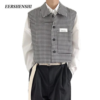 EERSHENSHI เสื้อกั๊กผู้ชาย, แฟชั่นวรรณกรรมเยาวชน, ปกแบรนด์อินเทรนด์ผู้ชายที่เรียบง่ายของญี่ปุ่นฮาราจูกุเสื้อกั๊กแฟชั่นผู้ชาย