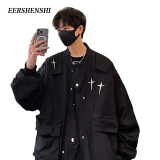 EERSHENSHI เสื้อแจ็กเก็ตลําลอง ทรงหลวม สไตล์ยุโรป และอเมริกา แฟชั่นฤดูใบไม้ผลิ และฤดูใบไม้ร่วง สําหรับผู้ชาย