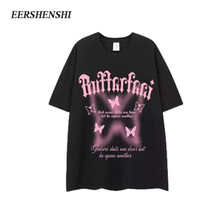 EERSHENSHI ผู้ชายแขนสั้นแฟชั่นแฟชั่นพิมพ์ crewneck ฤดูร้อนใหม่เยาวชนผู้ชายแขนสั้น