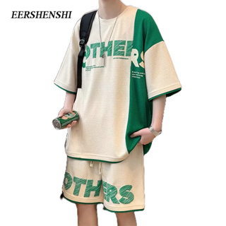 EERSHENSHI เสื้อยืดผู้ชายแฟชั่นสไตล์ญี่ปุ่นและเกาหลีมินิมอล ins เทรนด์ใหม่ลําลองฤดูร้อนเสื้อยืด