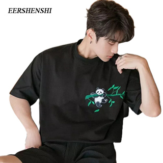 EERSHENSHI เสื้อยืดผู้ชายสไตล์ฮิปฮอปสไตล์จีนปักเสื้อยืดหลวม