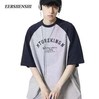 EERSHENSHI เสื้อยืดผู้ชายยอดนิยมทุกการแข่งขันวรรณกรรมแขนสั้นแฟชั่นคอกลมอารมณ์สบาย ๆ เสื้อยืดผู้ชาย