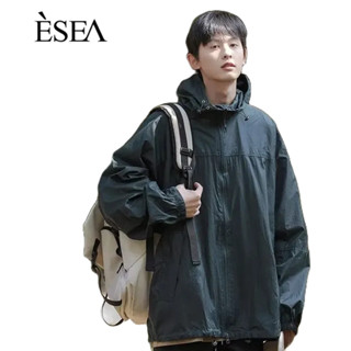 Esea เสื้อโค้ท มีฮู้ด แฟชั่นฤดูใบไม้ผลิ และฤดูใบไม้ร่วง สไตล์ฮาราจูกุ สําหรับผู้ชาย