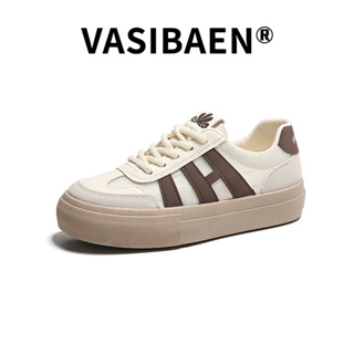 Vasibaen รองเท้ากีฬา รองเท้าสเก็ต พื้นหนา ผ้าตาข่าย ระบายอากาศ สีขาว เข้ากับทุกการแต่งกาย สําหรับผู้หญิง