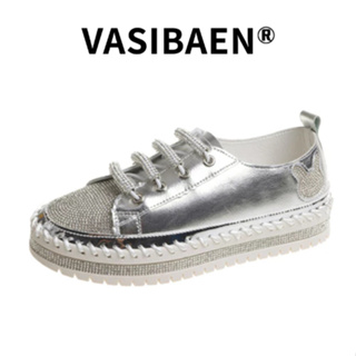 Vasibaen รองเท้าโลฟเฟอร์ ลําลอง สวมหุ้มข้อ สําหรับสตรี ส้นแบน ระบายอากาศ ใส่สบาย