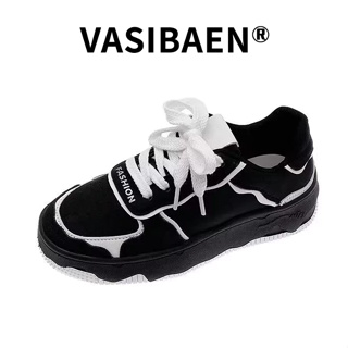 Vasibaen รองเท้าผ้าใบลําลอง พื้นหนา บล็อกสี เหมาะกับการเล่นกีฬา สําหรับสตรี นักเรียน