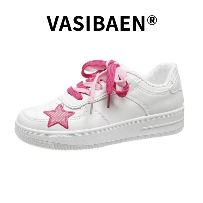 vasibaen-รองเท้าบอร์ดดาวสีชมพูของผู้หญิงระบายอากาศสบาย-ๆ-รองเท้าลำลองรองเท้าผู้หญิงพื้นหนา