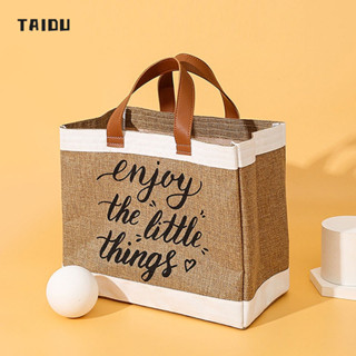 TAIDU กระเป๋าช้อปปิ้ง จุของได้เยอะ ลายตัวอักษร สไตล์เรโทร