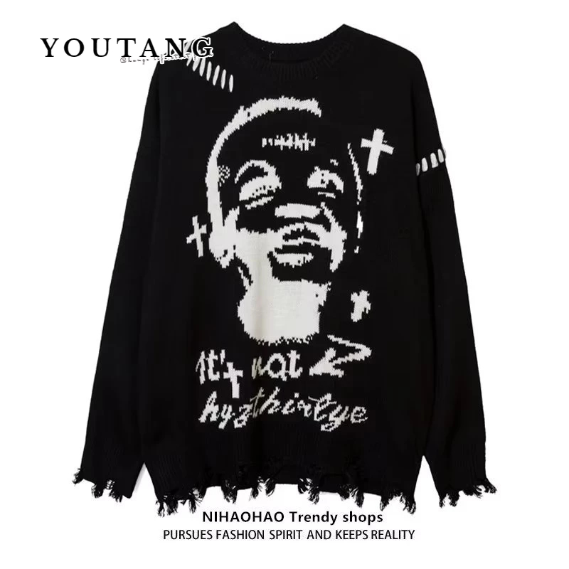 youtang-เสื้อกันหนาวผู้ชาย-ฤดูใบไม้ร่วงและฤดูหนาว-ใหม่-หลวม-สวมใส่ด้านนอก-jacquard-สไตล์ย้อนยุค-สไตล์ป่าเสื้อสวมหัวเสื้อกันหนาว