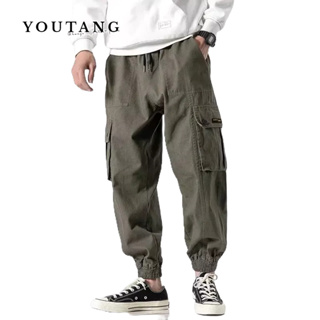 YOUTANG 【COD】กางเกงขายาวผู้ชาย สไตล์ญี่ปุ่น หลวม ย้อนยุค หลวม แฟชั่น เลกกิ้ง เหมาะสำหรับเสื้อผ้าทุกประเภท