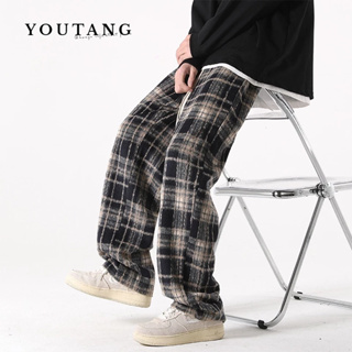 YOUTANG Xiaoxiang กางเกงสไตล์เด็กผู้ชายฤดูใบไม้ผลิเทรนด์เกาหลีกางเกงอเนกประสงค์ตรงหลวมบรรยากาศถนนสูงแฟชั่นแบรนด์กางเกง