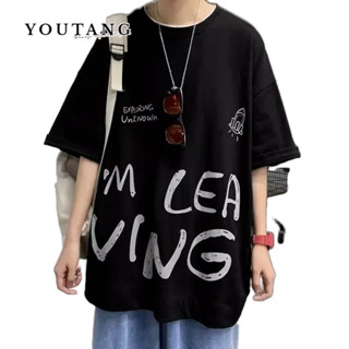 YOUTANG เสื้อยืดสไตล์เมือง INS คอกลมแขนห้าจุดแฟชั่นแฟชั่นแบรนด์ใหม่ผู้ชายแฟชั่นเมืองยอดนิยมมาตรฐานฤดูร้อน