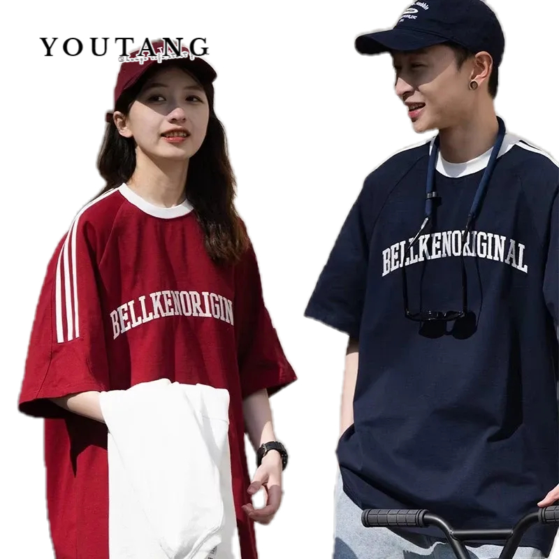 youtang-เสื้อเด็กผู้ชาย-เสื้อยืดอารมณ์ฤดูร้อนใหม่-ins-แฟชั่นน้ำแบรนด์มาตรฐานน้ำฮาราจูกุทุกวันคอกลมชายเยาวชนที่นิยมแขนสั้น