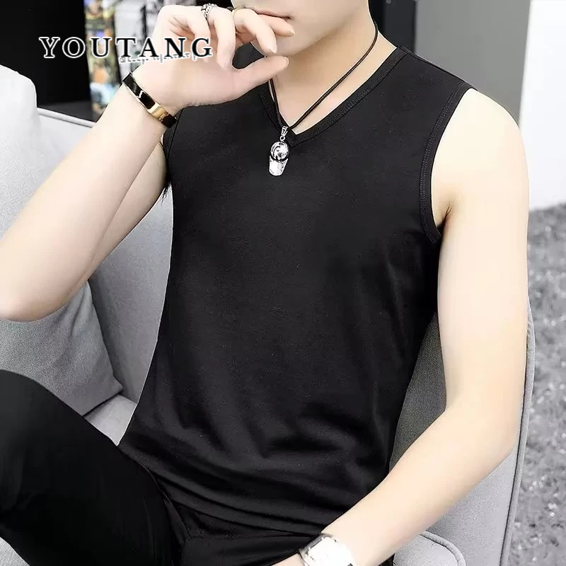 youtang-เสื้อกั๊ก-แนวโน้มที่เรียบง่าย-ฤดูร้อน-เสื้อกั๊กเหงื่อของผู้ชายขี้เกียจ-อารมณ์-ใหม่-คอกลม-ญี่ปุ่น