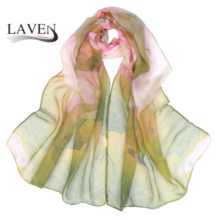 LAVEN – chiffon hijab in họa tiết gradient hoa, áo khoác vai màu Lotus, khăn quàng cổ mỏng gọn nhẹ cho chuyến du lịch cuối tuần, phụ kiện khăn quàng cổ