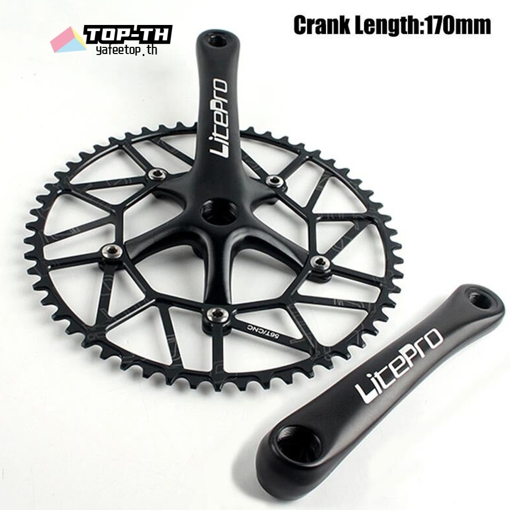 AIDNTBEO Zwart CNC AL7075 Aluminium voor Litepro Ultralight Hollow 130BCD 50 -58t Crankstel Kettingblad Fiets 170Mm Crank zilver crank 56T