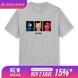 Giordano Men LiuHaiLun Series T-Shirts Printed Graphic Summer T-Shirts Breathable Short Sleeves Ribbed Crewneck Clothes
