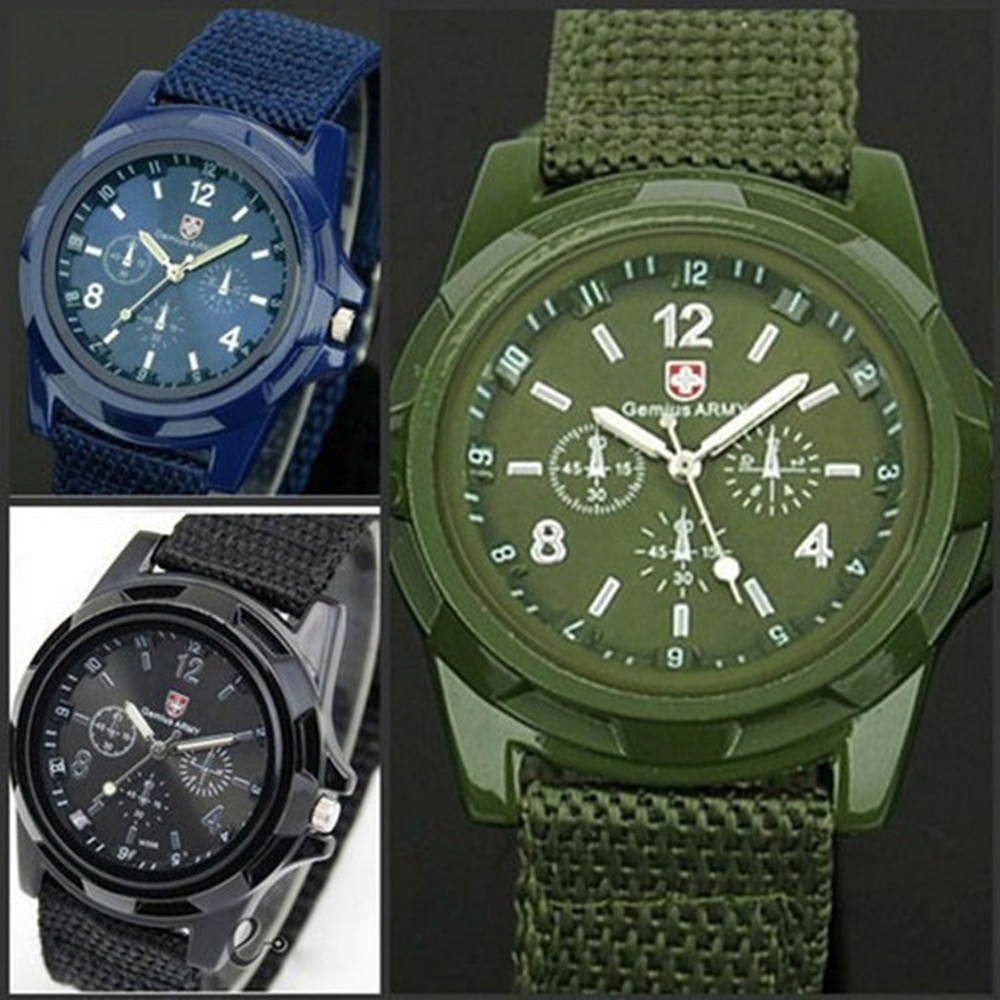 สายไนลอนทหารนาฬิกาผู้ชายนาฬิกากองทัพนาฬิกาข้อมือนาฬิกาควอตซ์ผู้ชายกีฬานาฬิกา-para-hombre