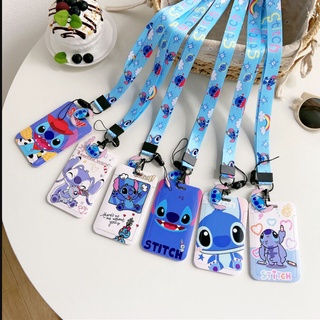 สายคล้องคอ ลายการ์ตูน Stitch Lilo &amp; Stitch สําหรับใส่บัตรประจําตัว บัตรรถบัส