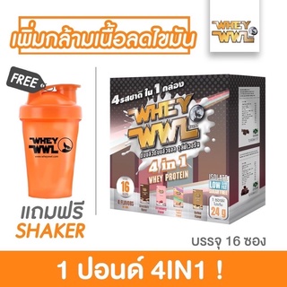 เวย์ลดน้ำหนัก WHEYWWL 4in1 ขนาด 1 ปอนด์   รวม 4 รสชาติ ในกล่องเดียว โปรตีนสูง ลดน้ำหนัก 1เดือน 5กิโล whey wwl