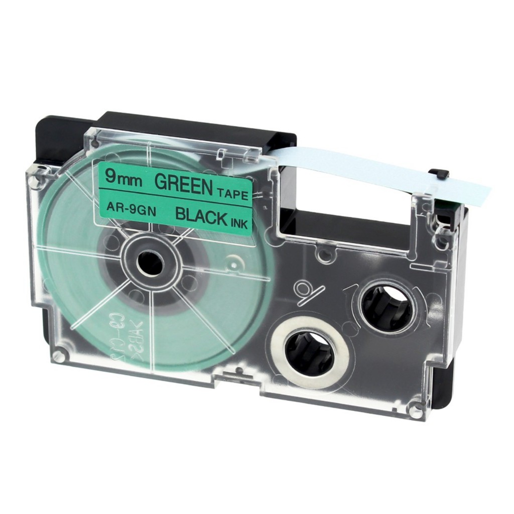 5pcs-xr9gn-9mm-compatible-casio-label-tape-black-on-green