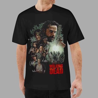 สไตล์สตรีทสยองขวัญภาพยนตร์ Dead Walking Zombie Signed นักแสดงภาพยนตร์ตลกเสื้อยืด