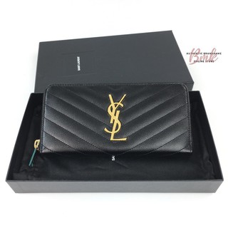 [ In-Stock] •• New•• YSL Zip Wallet in Black GHW