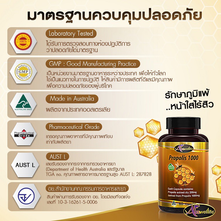 ภาพสินค้าส่งฟรี 2 แถม 1 _Auswelllife Propolis พรอพอลิส 1000 mg ตัวต้านแบคทีเรีย และสร้างภูมิให้ร่างกาย จากร้าน goodgood_vitamin บน Shopee ภาพที่ 4