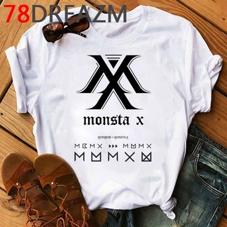 [100% Cotton] เสื้อยืด พิมพ์ลายกราฟฟิค Kpop Monsta X สไตล์เกาหลี สําหรับผู้หญิง และผู้ชาย
