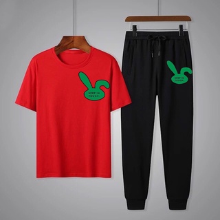 🔥 ใหม่ ! ชุดเซ็ทแฟชั่นเสื้อยืดสกรีนลาย+กางเกงขายาว ชุดเที่ยว กีฬา ออกกำลังกาย ทุกเทศกาล ⭐T667-KU667