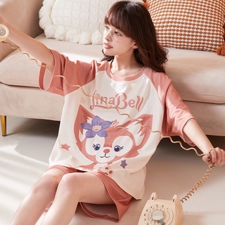 Pink Fox short sleeve pajamas ชุดนอนแขนสั้นขาสั้นลินาเบล จิ้งจอกสีชมพูสุดน่ารัก พร้อมส่ง