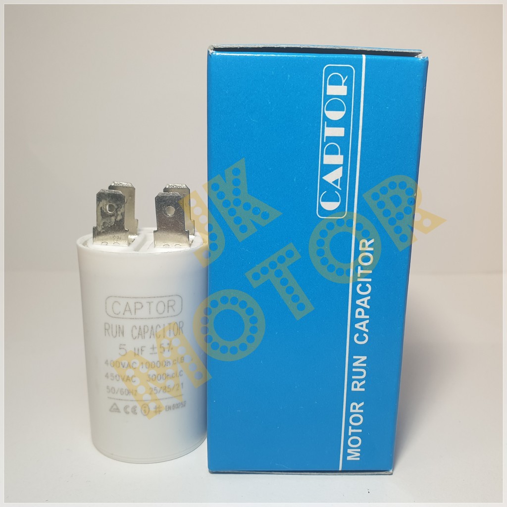 คาปาซิเตอร์รัน Run Capacitor CAPTOR ขนาด 3uF 4uF 5uF 6.3uF 8uF 10uF ...