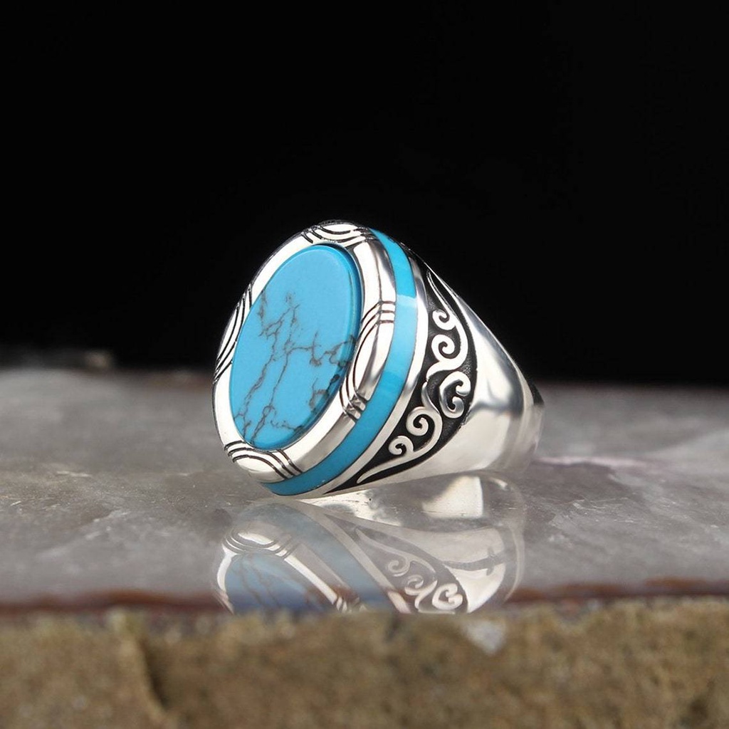 แหวนหินเทอร์ควอยซ์ธรรมชาติ-สีฟ้า-สไตล์วินเทจ-โบราณ-เครื่องประดับแฟชั่น-สําหรับผู้หญิง-ครบรอบแต่งงาน